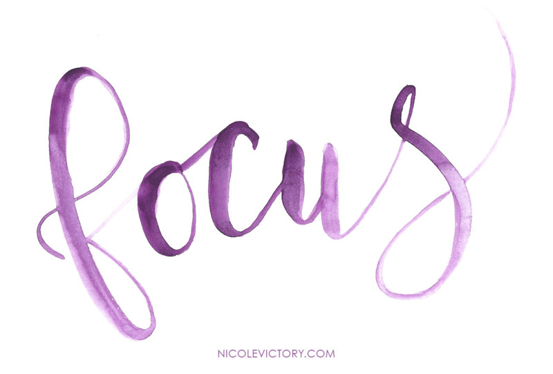 Pretty Focus Lettering Focus | Watercolor Lettering | Nicole Victory Design