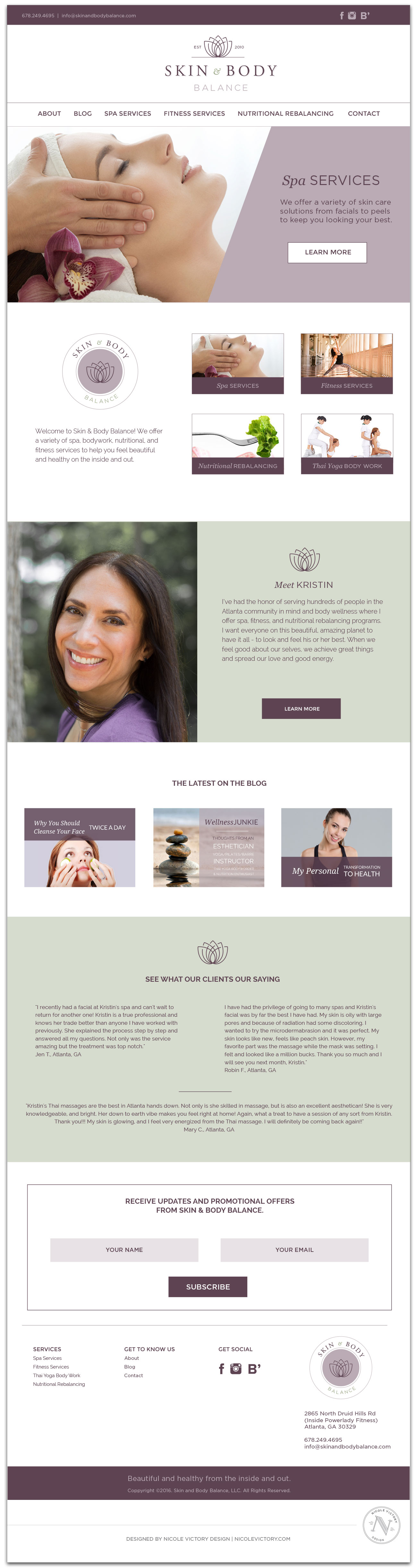 Skin and Body Balance Website Design | Nicole Victory Design