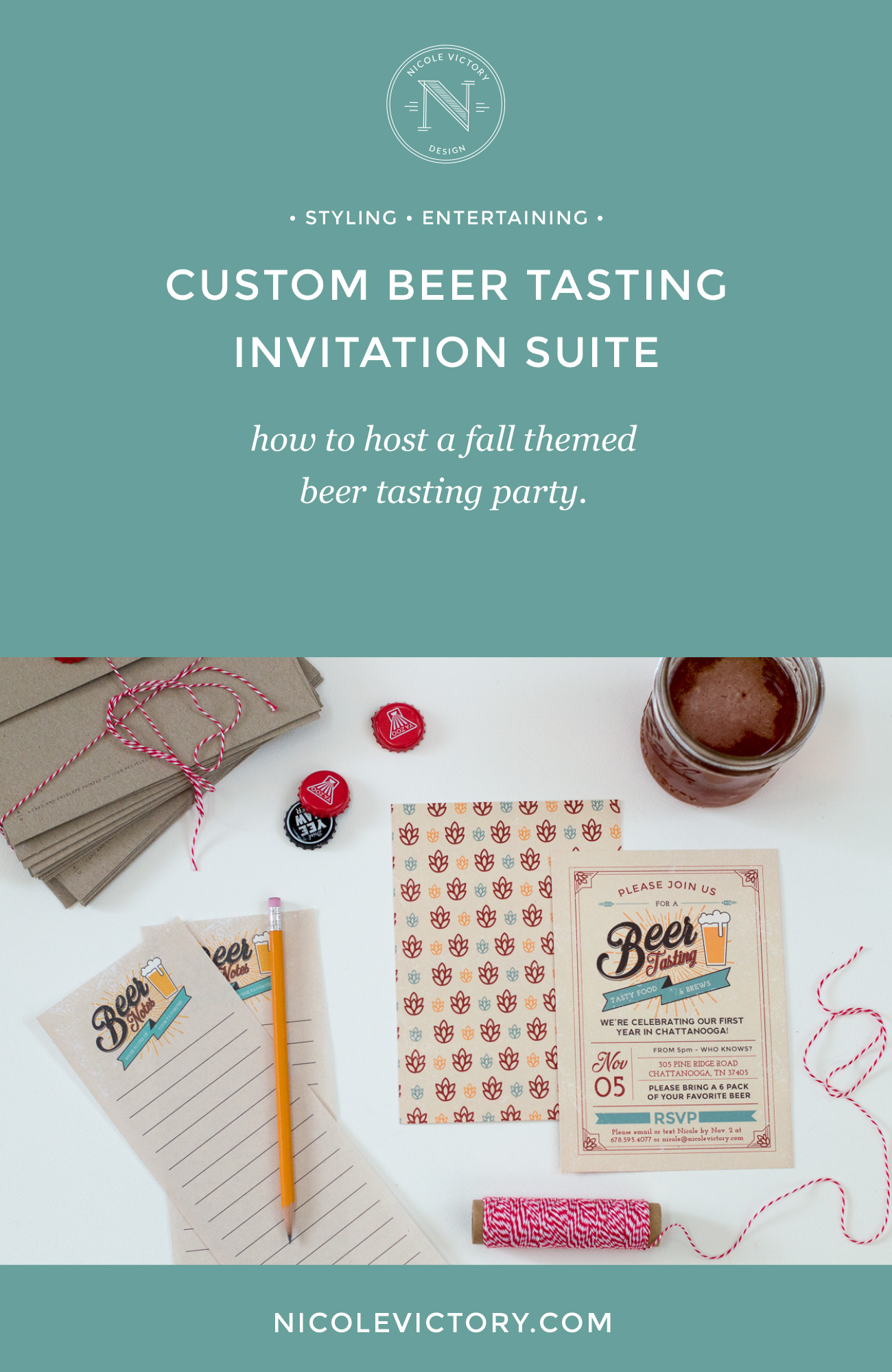 Custom beer tasting party invitations | Nicole Victory Design