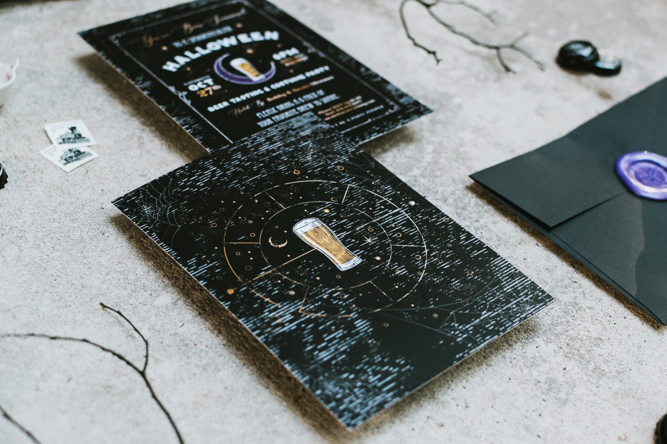 Halloween Themed Beer Tasting Invitations | Designed by Nicole Victory Design