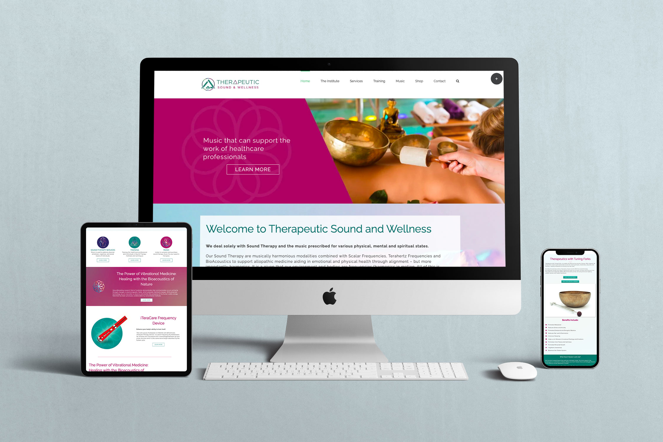 Sound therapy branding and website design | Therapeutic Sound and Wellness