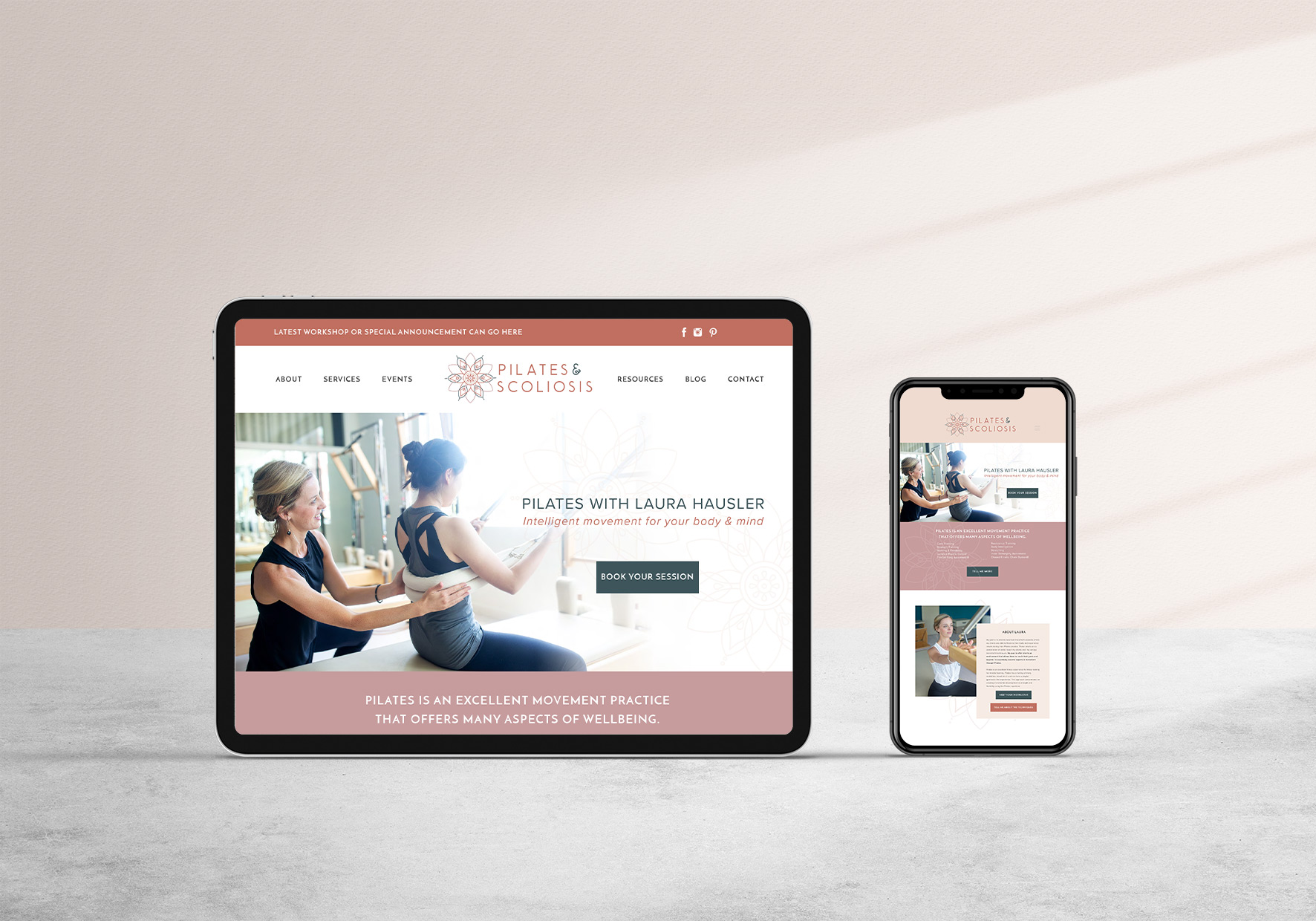 Website design for pilates instructor | Pilates and Scoliosis