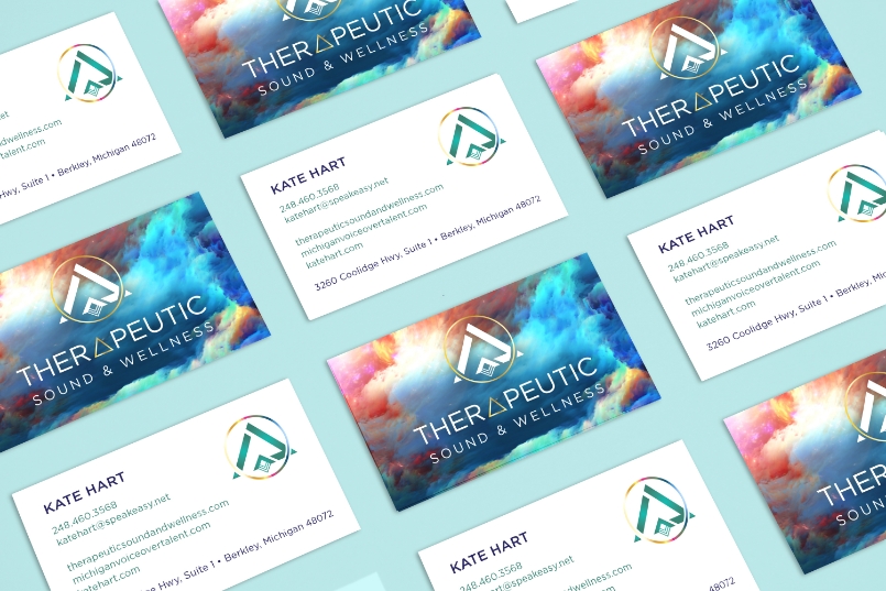 business card design for sound healer brand | Therapeutic Sound and Wellness